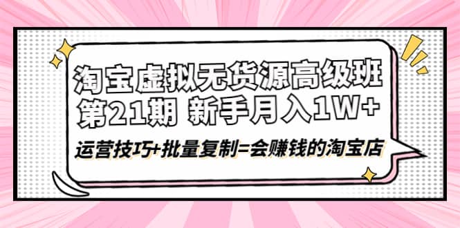 淘宝虚拟无货源高级班【第21期】运营技巧+批量复制=会赚钱的淘宝店-搜易资源网
