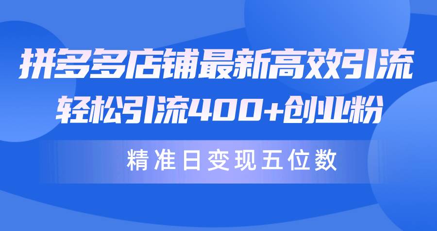 拼多多店铺最新高效引流术，轻松引流400+创业粉，精准日变现五位数！-搜易资源网