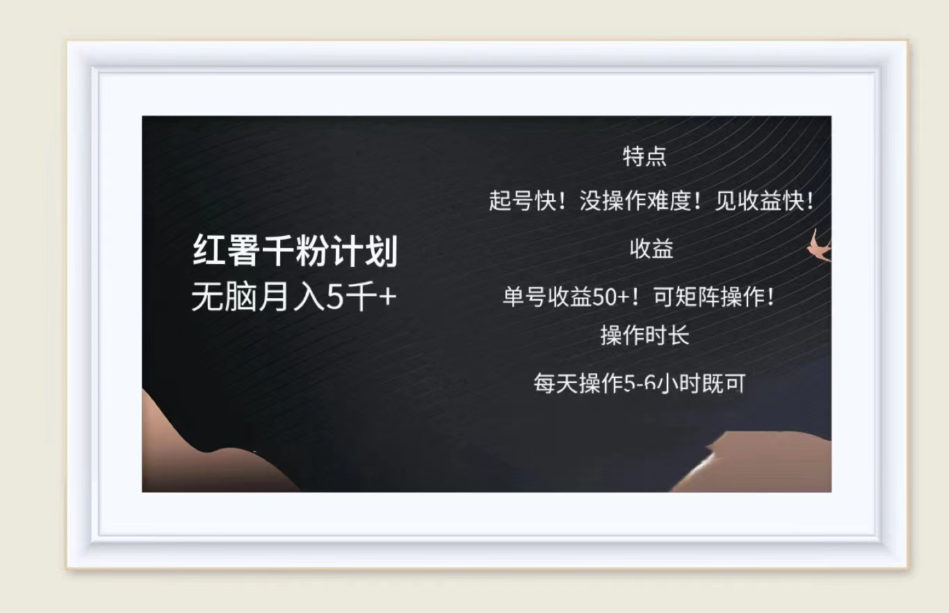 红薯千粉计划无脑月入5千➕！既做既赚！-搜易资源网