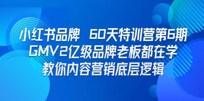 小红书品牌 60天特训营第6期 GMV2亿级品牌老板都在学 教你内容营销底层逻辑-搜易资源网