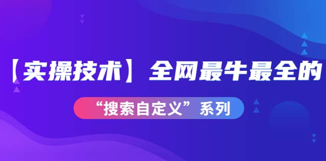 【实操技术】全网最牛最全的“搜索自定义”系列！价值698元-搜易资源网