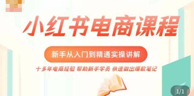 小红书电商新手入门到精通实操课，从入门到精通做爆款笔记，开店运营-搜易资源网
