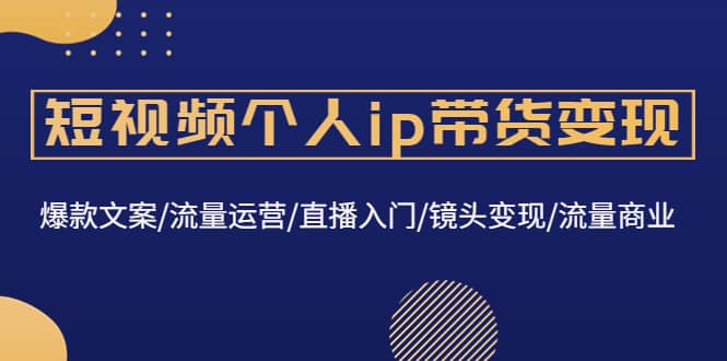 短视频个人ip带货变现：爆款文案/流量运营/直播入门/镜头变现/流量商业-搜易资源网
