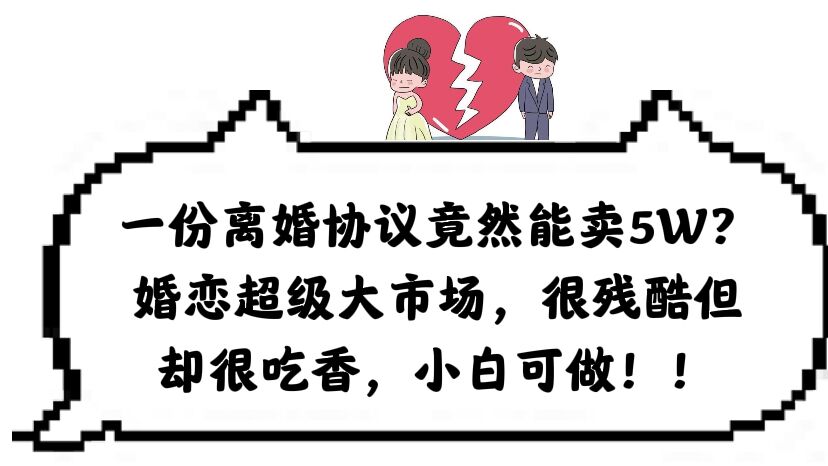 一份离婚协议竟然能卖5W？婚恋超级大市场，很残酷但却很吃香，小白可做-搜易资源网
