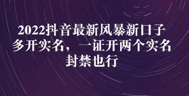 2022抖音最新风暴新口子：多开实名，一整开两个实名，封禁也行-搜易资源网