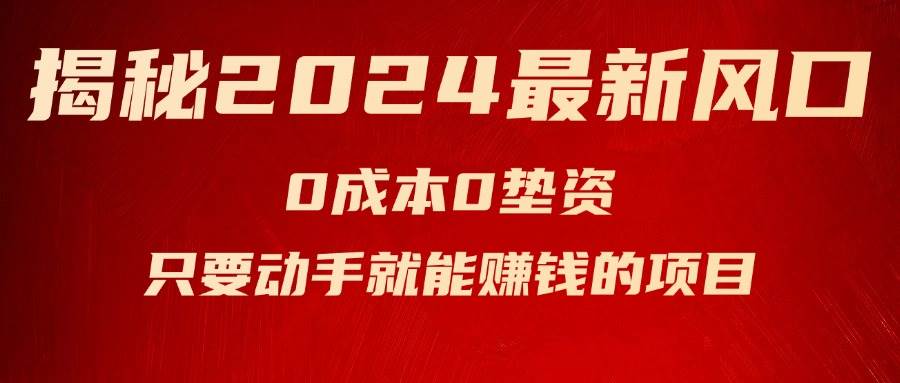 揭秘2024最新风口，新手小白只要动手就能赚钱的项目—空调-搜易资源网