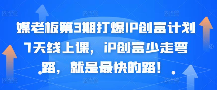 媒老板第3期打爆IP创富计划7天线上课，iP创富少走弯路，就是最快的路！-搜易资源网