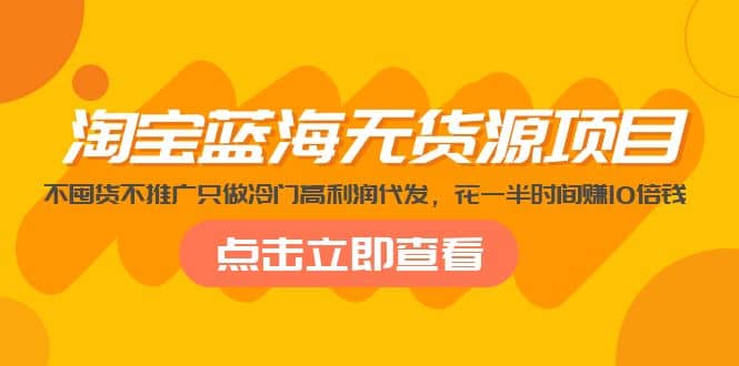 淘宝蓝海无货源项目，不囤货不推广只做冷门高利润代发-搜易资源网