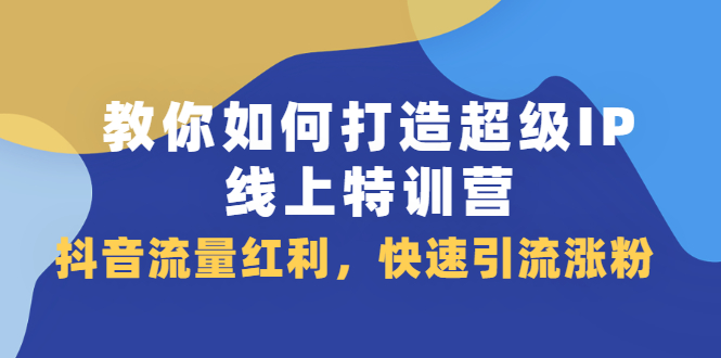 教你如何打造超级IP线上特训营，抖音流量红利新机遇-搜易资源网