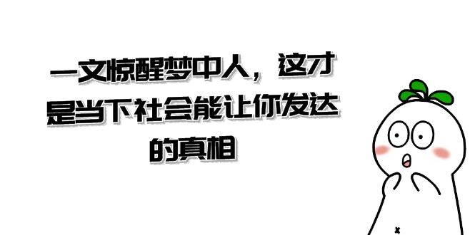 某公众号付费文章《一文 惊醒梦中人，这才是当下社会能让你发达的真相》-搜易资源网