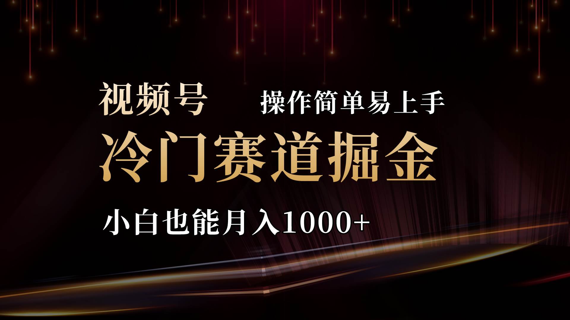 2024视频号三国冷门赛道掘金，操作简单轻松上手，小白也能月入1000+-搜易资源网