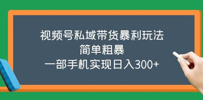 视频号私域带货暴利玩法，简单粗暴-搜易资源网