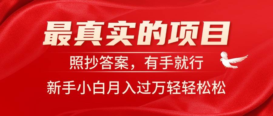 最真实的项目，照抄答案，有手就行，新手小白月入过万轻轻松松-搜易资源网