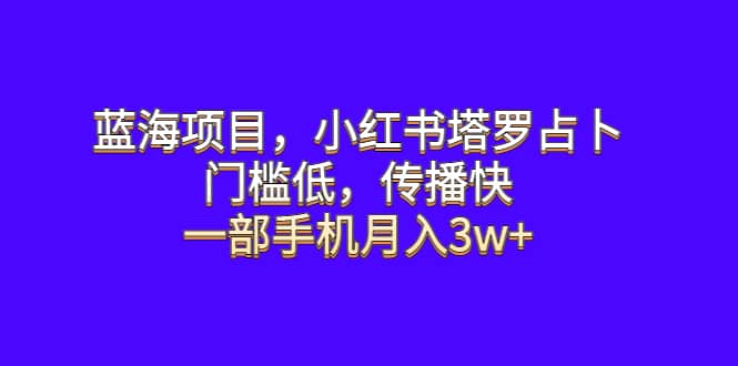 蓝海项目，小红书塔罗占卜，门槛低，传播快，一部手机月入3w+-搜易资源网