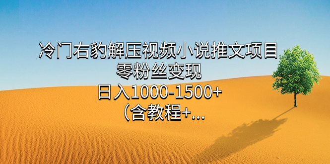 冷门右豹解压视频小说推文项目，零粉丝变现，日入1000-1500+（含教程）-搜易资源网