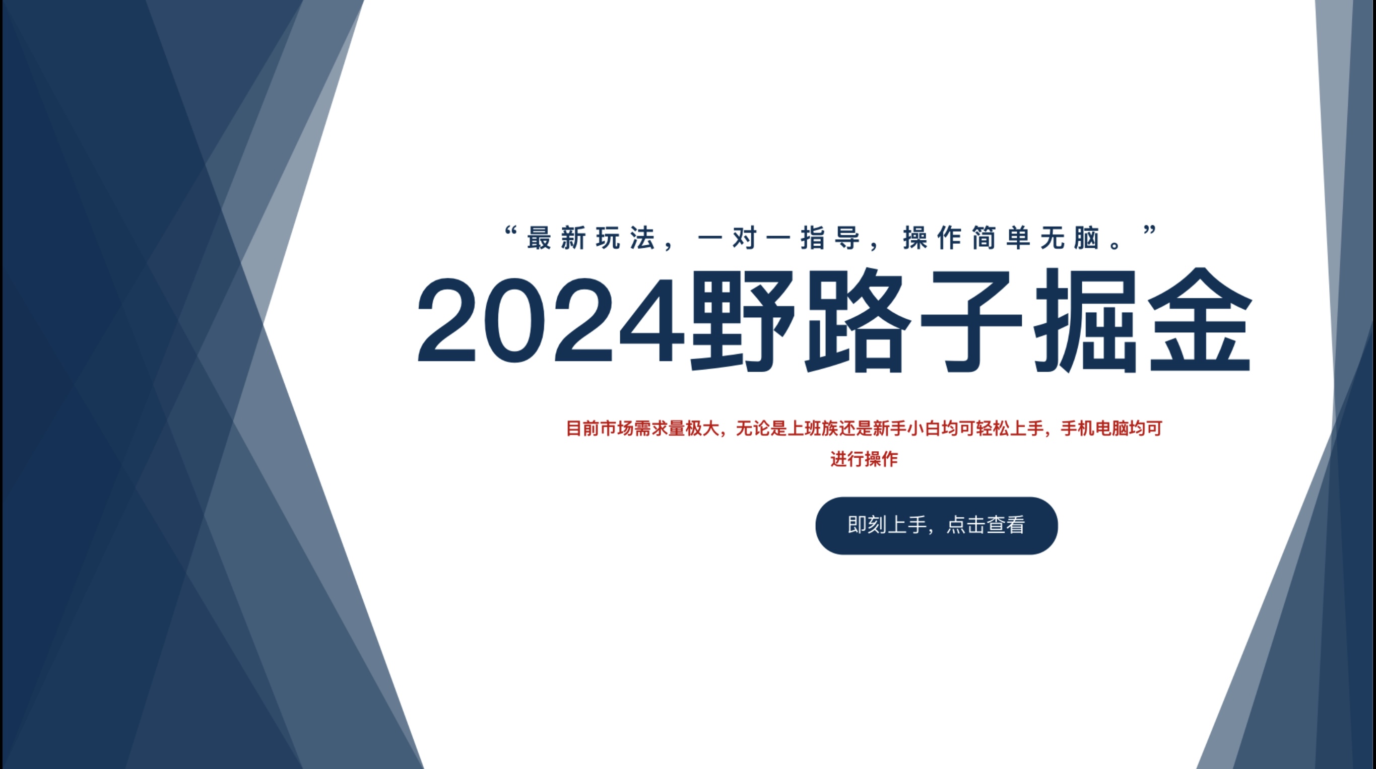 2024野路子掘金，最新玩 法， 一对一指导，操作简单无脑。-搜易资源网