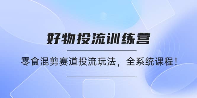 好物推广投流训练营：零食混剪赛道投流玩法，全系统课程-搜易资源网