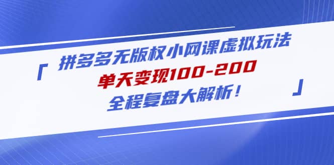 拼多多无版权小网课虚拟玩法，全程复盘大解析-搜易资源网