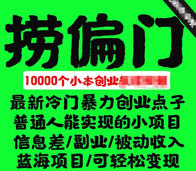 千款捞偏门小本创业小项目，总有一款适合你【无水印】-搜易资源网
