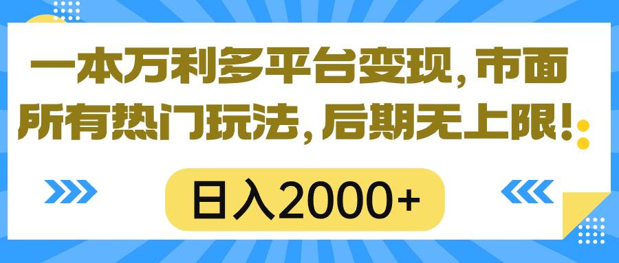 一本万利多平台变现，市面所有热门玩法，日入2000+，后期无上限！-搜易资源网