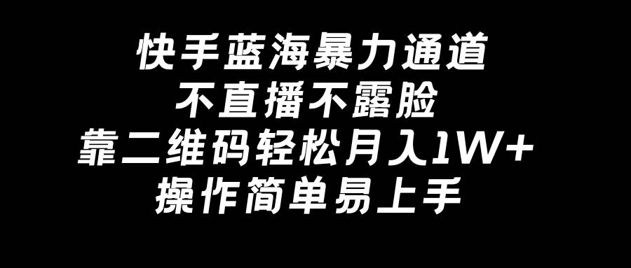 快手蓝海暴力通道，不直播不露脸，靠二维码轻松月入1W+，操作简单易上手-搜易资源网
