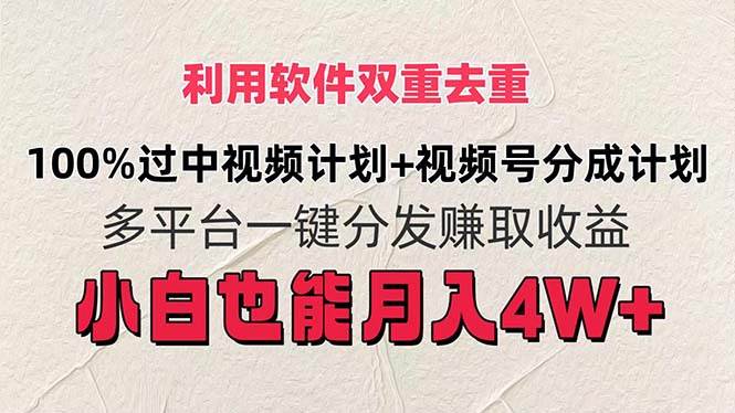 利用软件双重去重，100%过中视频+视频号分成计划小白也可以月入4W+-搜易资源网