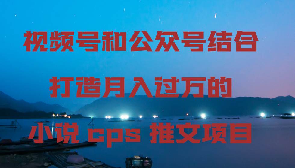视频号和公众号结合打造月入过万的小说cps推文项目-搜易资源网