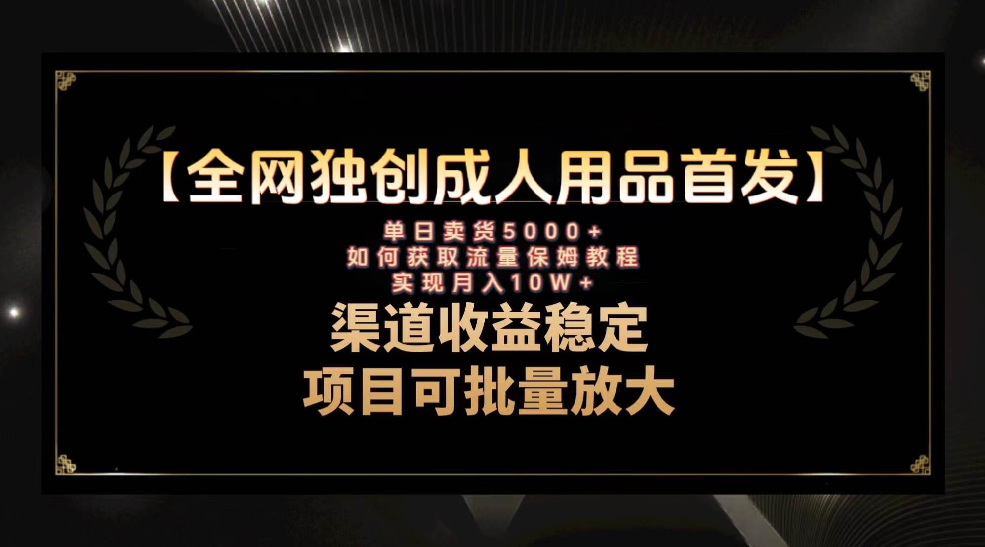 最新全网独创首发，成人用品赛道引流获客，月入10w保姆级教程-搜易资源网