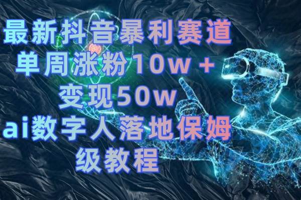 最新抖音暴利赛道，单周涨粉10w＋变现50w的ai数字人落地保姆级教程-搜易资源网
