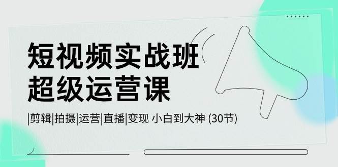 短视频实战班-超级运营课，|剪辑|拍摄|运营|直播|变现 小白到大神 (30节)-搜易资源网