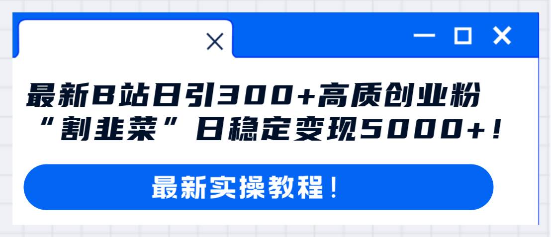 最新B站日引300+高质创业粉教程！“割韭菜”日稳定变现5000+！-搜易资源网