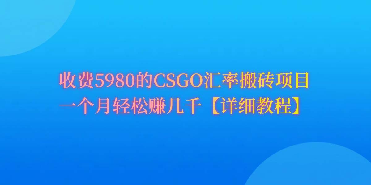 CSGO装备搬砖，月综合收益率高达60%，你也可以！-搜易资源网
