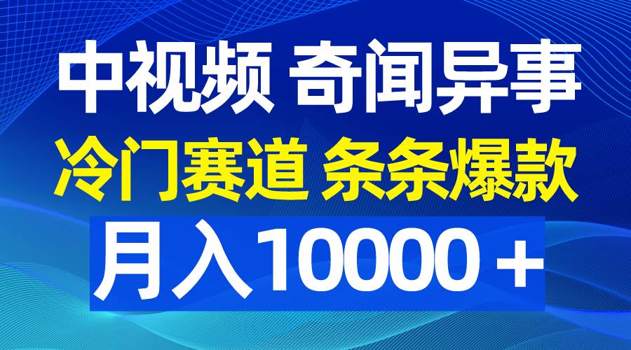 中视频奇闻异事，冷门赛道条条爆款，月入10000＋-搜易资源网