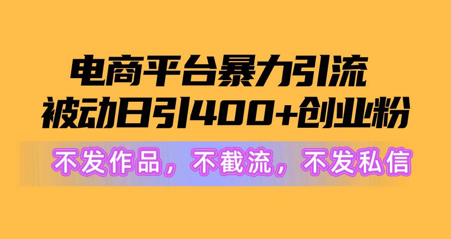 电商平台暴力引流,被动日引400+创业粉不发作品，不截流，不发私信-搜易资源网