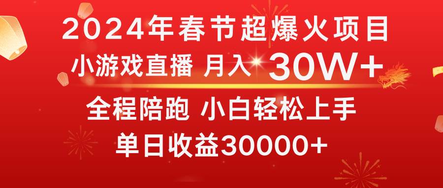 龙年2024过年期间，最爆火的项目 抓住机会 普通小白如何逆袭一个月收益30W+-搜易资源网