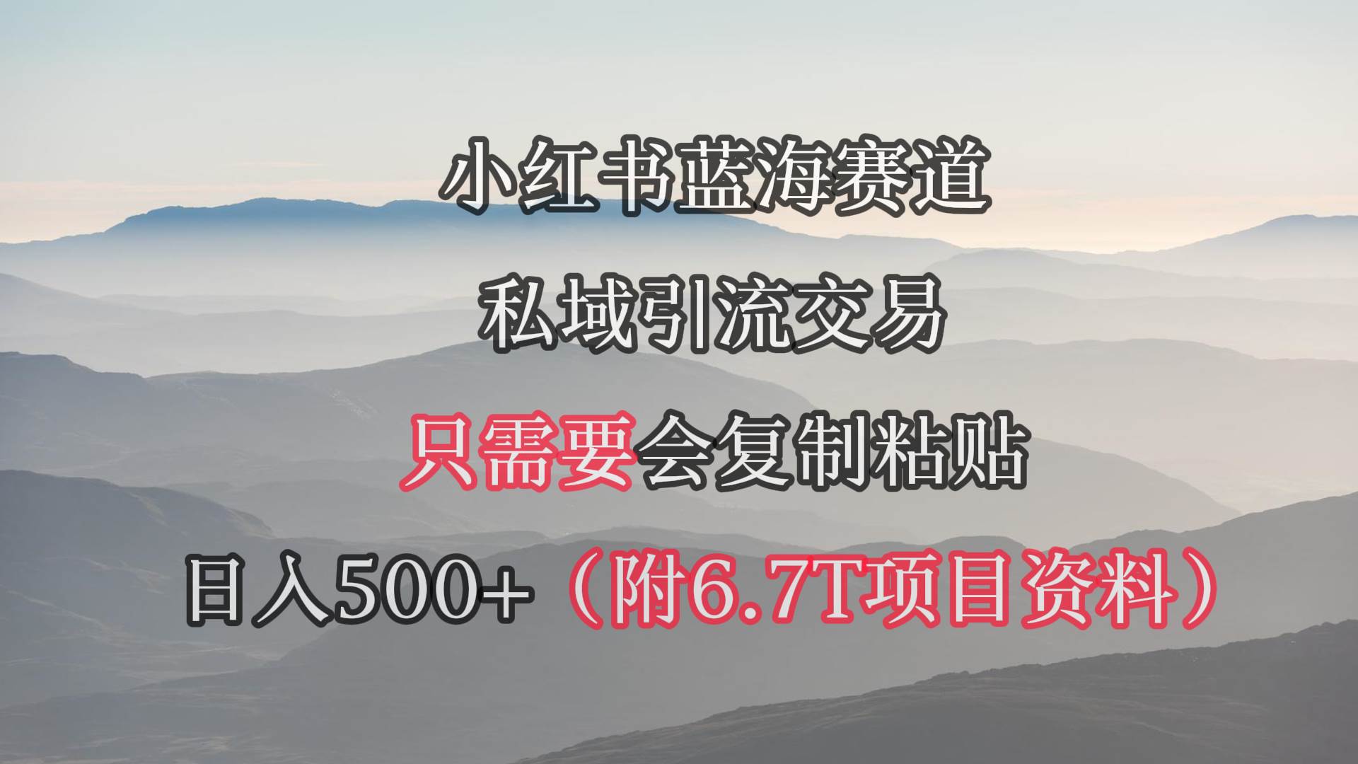 小红书短剧赛道，私域引流交易，会复制粘贴，日入500+（附6.7T短剧资源）-搜易资源网