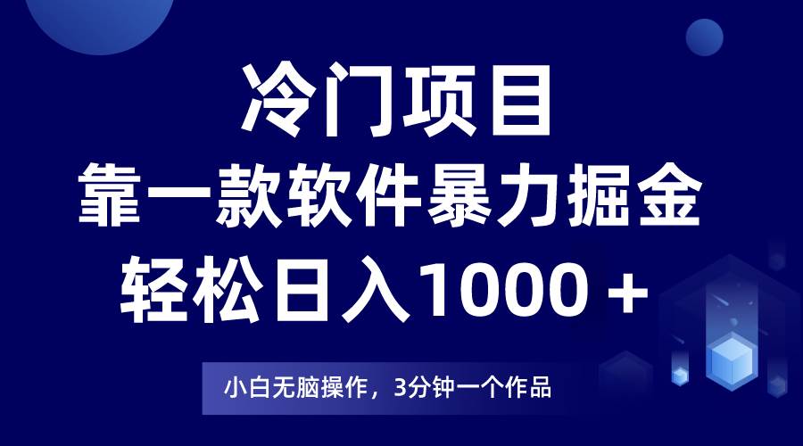冷门项目，靠一款软件暴力掘金日入1000＋，小白轻松上手第二天见收益-搜易资源网