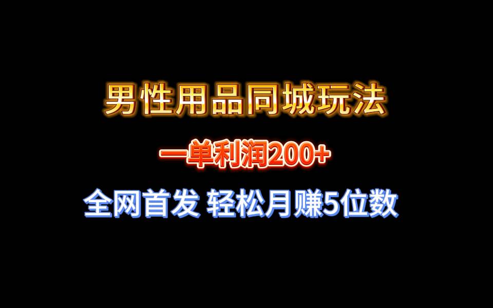 全网首发 一单利润200+ 男性用品同城玩法 轻松月赚5位数-搜易资源网