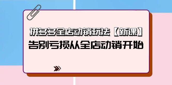 拼多多全店动销玩法【新课】，告别亏损从全店动销开始（4节视频课）-搜易资源网