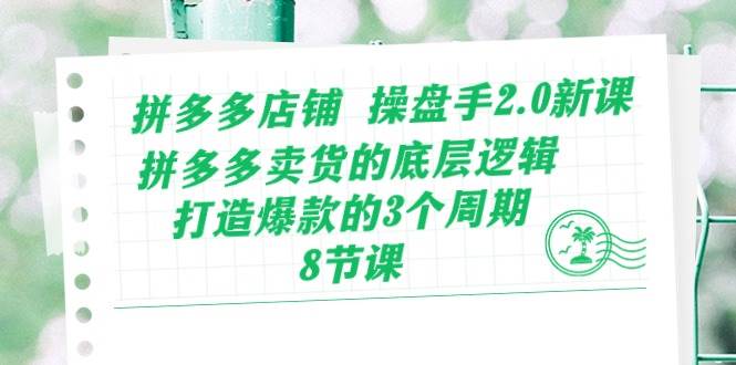 拼多多店铺 操盘手2.0新课，拼多多卖货的底层逻辑，打造爆款的3个周期-8节-搜易资源网