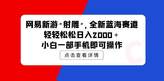 网易新游 射雕 全新蓝海赛道，轻松日入2000＋小白一部手机即可操作-搜易资源网