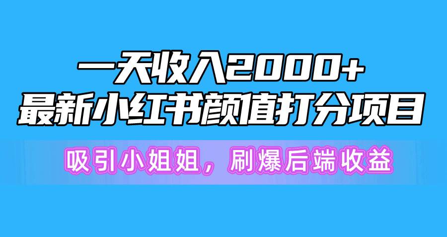 一天收入2000+，最新小红书颜值打分项目，吸引小姐姐，刷爆后端收益-搜易资源网