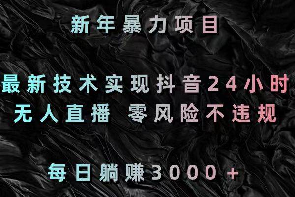 新年暴力项目，最新技术实现抖音24小时无人直播 零风险不违规 每日躺赚3000-搜易资源网