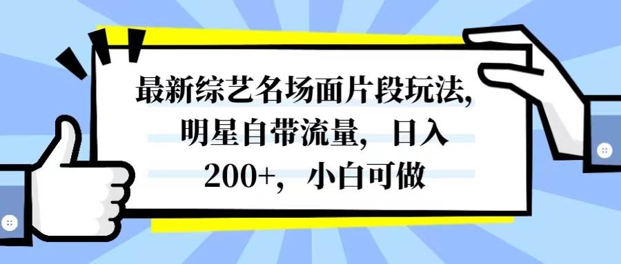 最新综艺名场面片段玩法，明星自带流量，日入200+，小白可做-搜易资源网