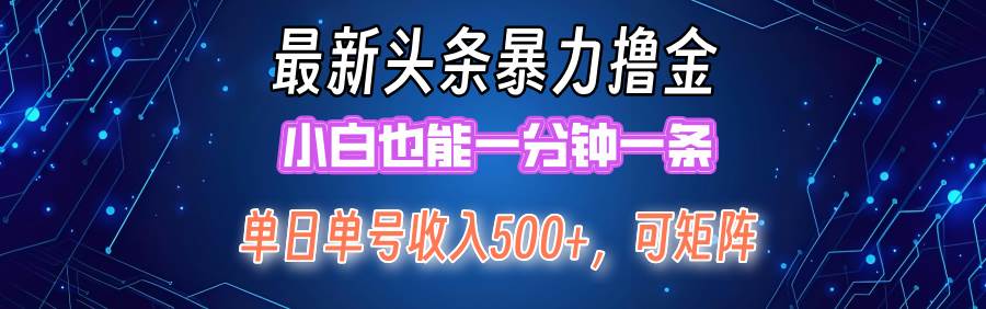 最新暴力头条掘金日入500+，矩阵操作日入2000+ ，小白也能轻松上手！-搜易资源网