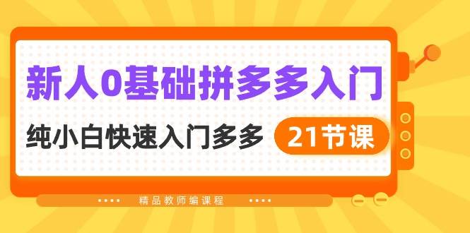 新人0基础拼多多入门，纯小白快速入门多多（21节课）-搜易资源网