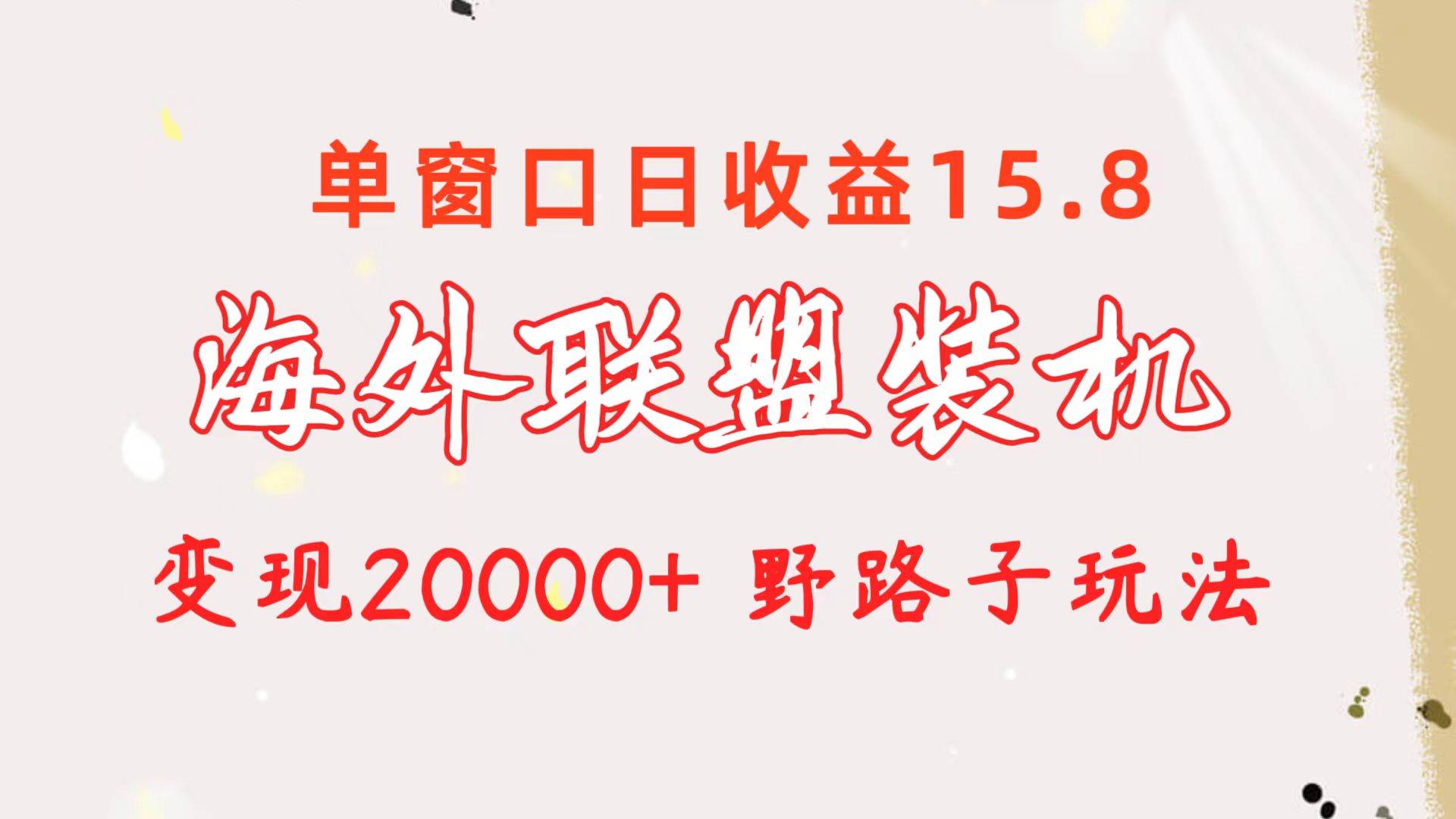 海外联盟装机 单窗口日收益15.8  变现20000+ 野路子玩法-搜易资源网