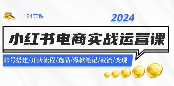 2024小红书电商实战运营课：账号搭建/开店流程/选品/爆款笔记/截流/变现-搜易资源网