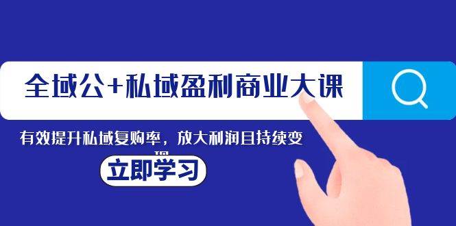 全域公+私域盈利商业大课，有效提升私域复购率，放大利润且持续变现-搜易资源网