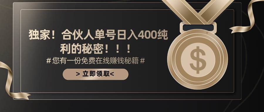 合伙人广告撸金最新玩法，每天单号400纯利-搜易资源网